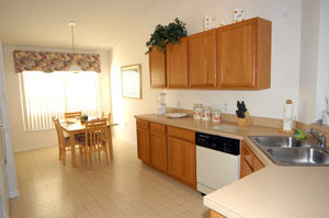The kitchen area with breakfast nook
